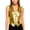 Gold, variant on Women's Metallic Sleeveless Vest V Neck Button Front Cropped Waistcoat for Night Out Clubwear Black M