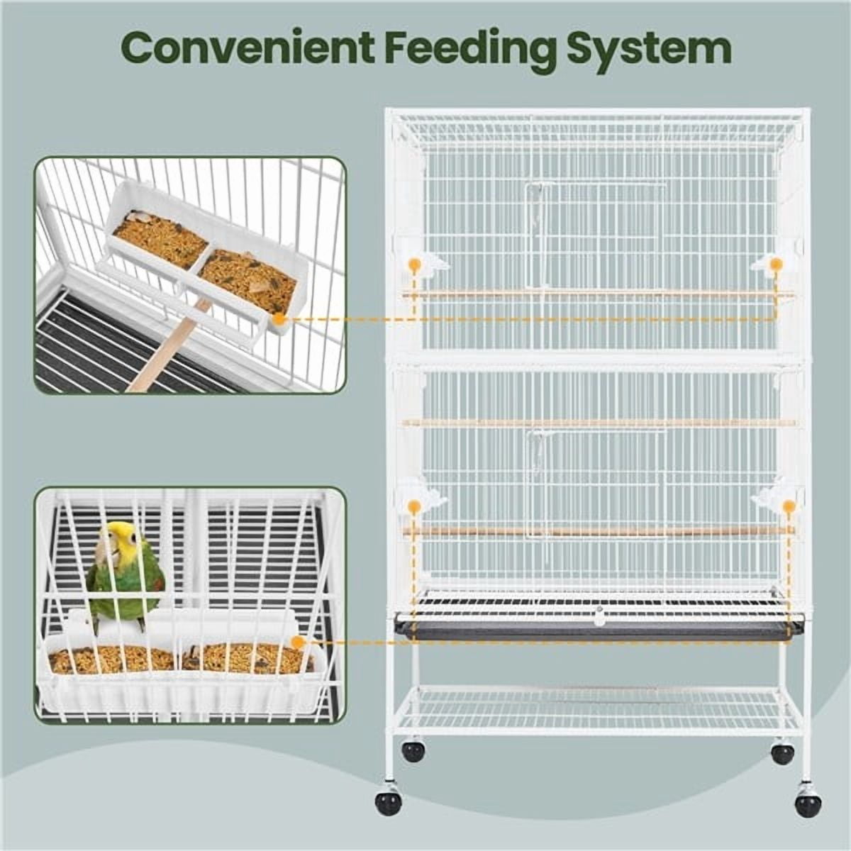 LINJH Large Parrot Cage Rolling Metal Bird Cage for Lovebird Cockatoo Conure