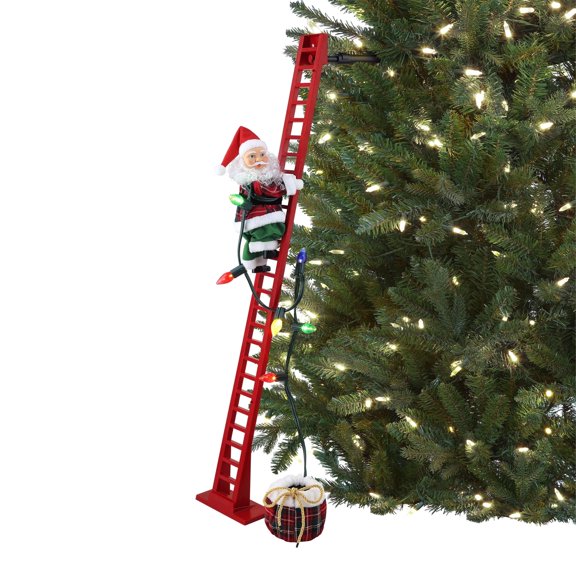 43" Animated Super Climbing Plaid Santa