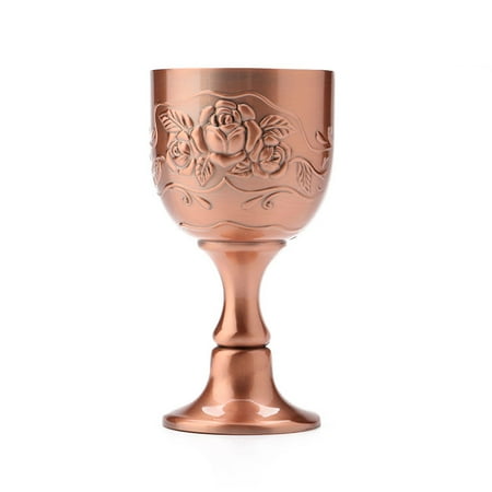 

Vintage Hand-made Pure Copper Engraving Flower Pattern Wine Glass Water Goblet