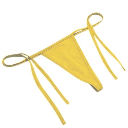 

BIZIZA Women Panties Lace Up T-Back Thongs Low Rise Sexy G-String Bikini Underpants Yellow One Size