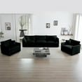 thumbnail image 5 of CoSoTower Sofa Set of 3, 1+1+3 Seats Living Room Sofa Set, Accent Chair, Loveseat, and Three-Seat Sofa Modern Style Round Arms 3 Piece Sofa Set, Black Chenille, 5 of 9