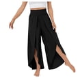 thumbnail image 2 of Miluxas Pantalones De Mujer Cintura Alta Plus Size Clearance Women Fashion Irregular Solid Color High Waisted Vent Waist Retraction Appear Thin Pants Black 10(XL), 2 of 8