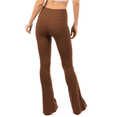 thumbnail image 2 of Yoga Leggings with Front Slit and Pockets High Waist Tummy Control Buttery Soft Comfy Stretchy Workout Pants Brown 1X, 2 of 4