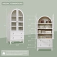 thumbnail image 3 of Arch Bookshelf with Storage Set of 2, Tall Bookcase with Glass Doors & Drawers, 3 of 7