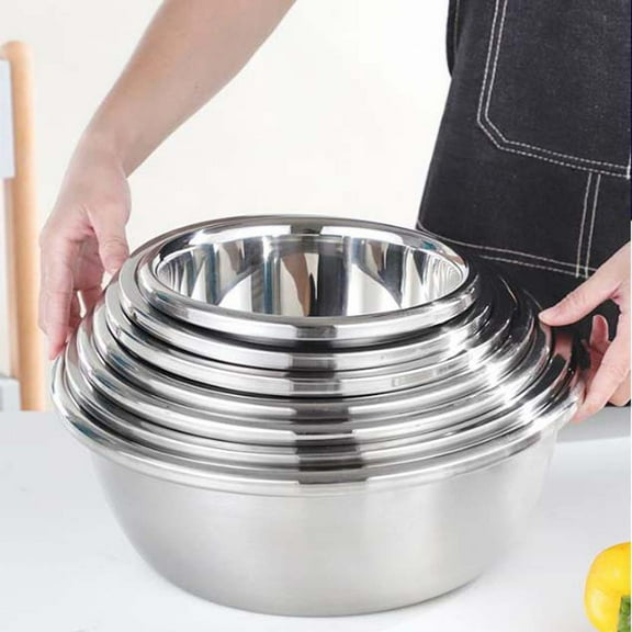 Rkxzt Stainless Steel Basin Stainless Steel Mixing Bowl Set 6-Piece Multi-Functional Kitchen Basins 20cm to 30cm for Baking Cooking and Food Prep Kitchen