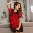 thumbnail image 3 of Fuzoiu Spiders On The Web And Space Print Women Nightgowns, Soft Comfy Lightweight Short Sleeves Sleepwear,Crew Neck Loungewear, 3 of 6