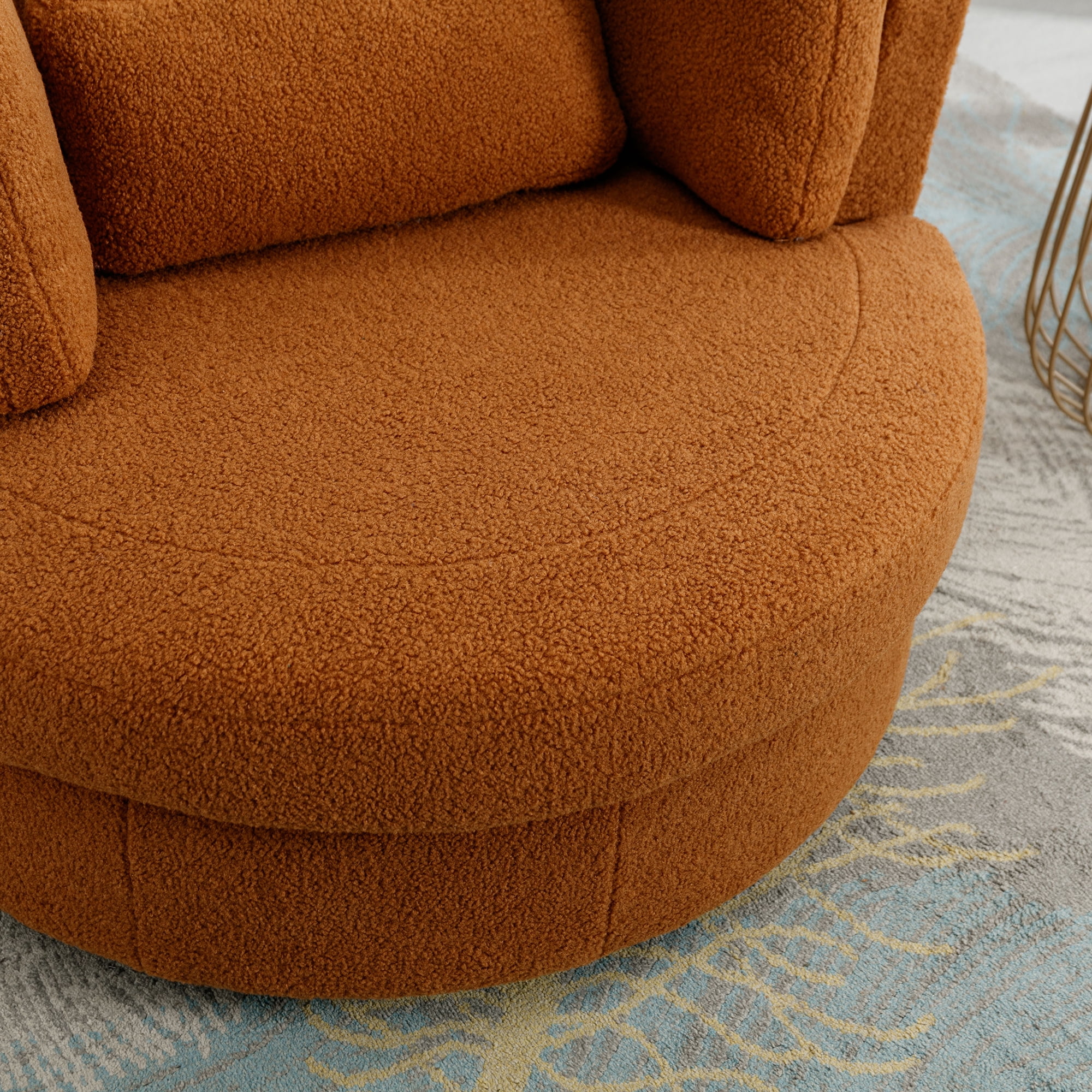 Aukfa 42" Oversized Swivel Accent Chair Barrel Read Chair for Bedroom Living Room, Caramel