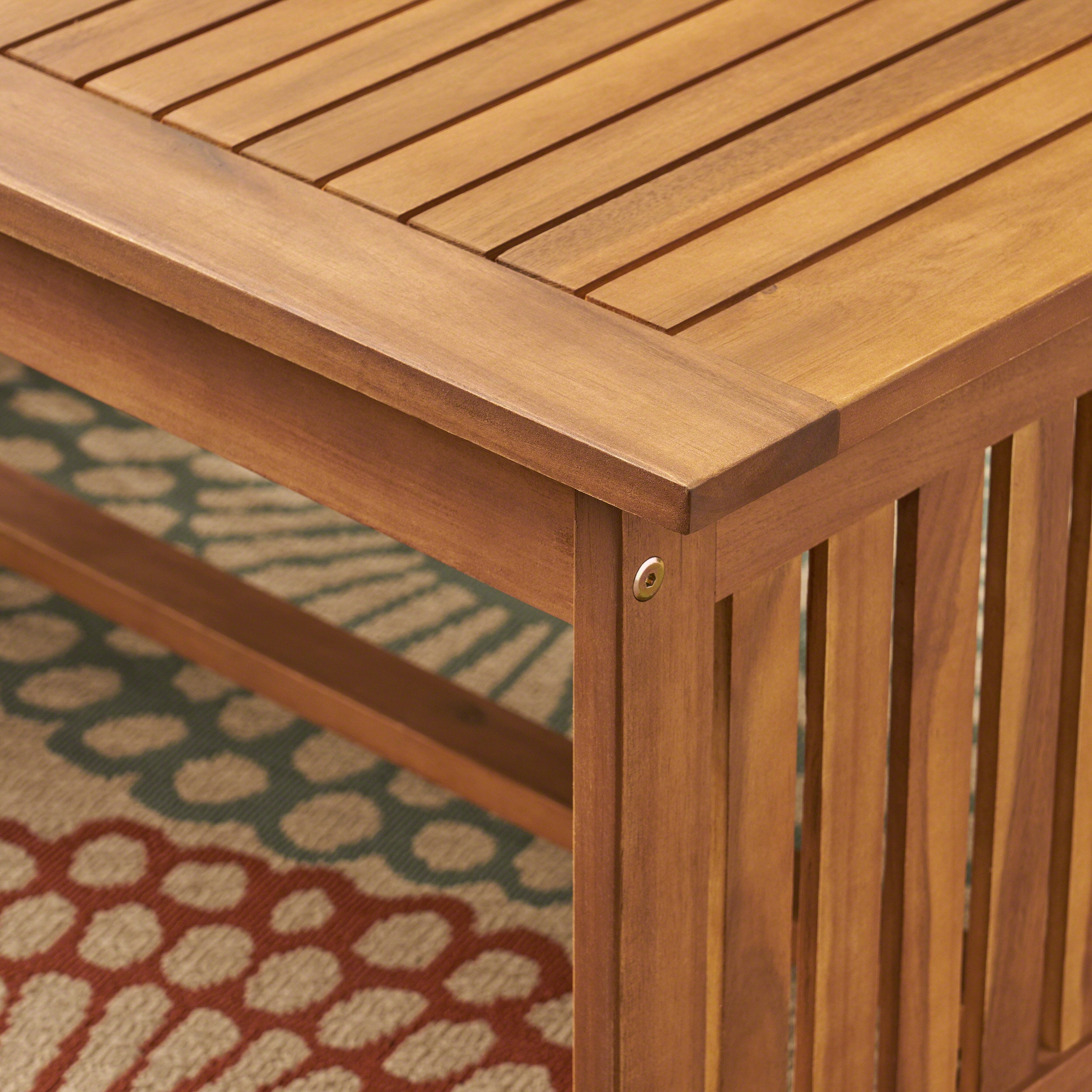 Outdoor Coffee Table, Solid Acacia Wood Center Table for Patio Garden, Teak