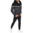 thumbnail image 1 of Men‘s Striped Stitching Zipper Sweatshirt Hooded Jacket Sweater Set, 1 of 6