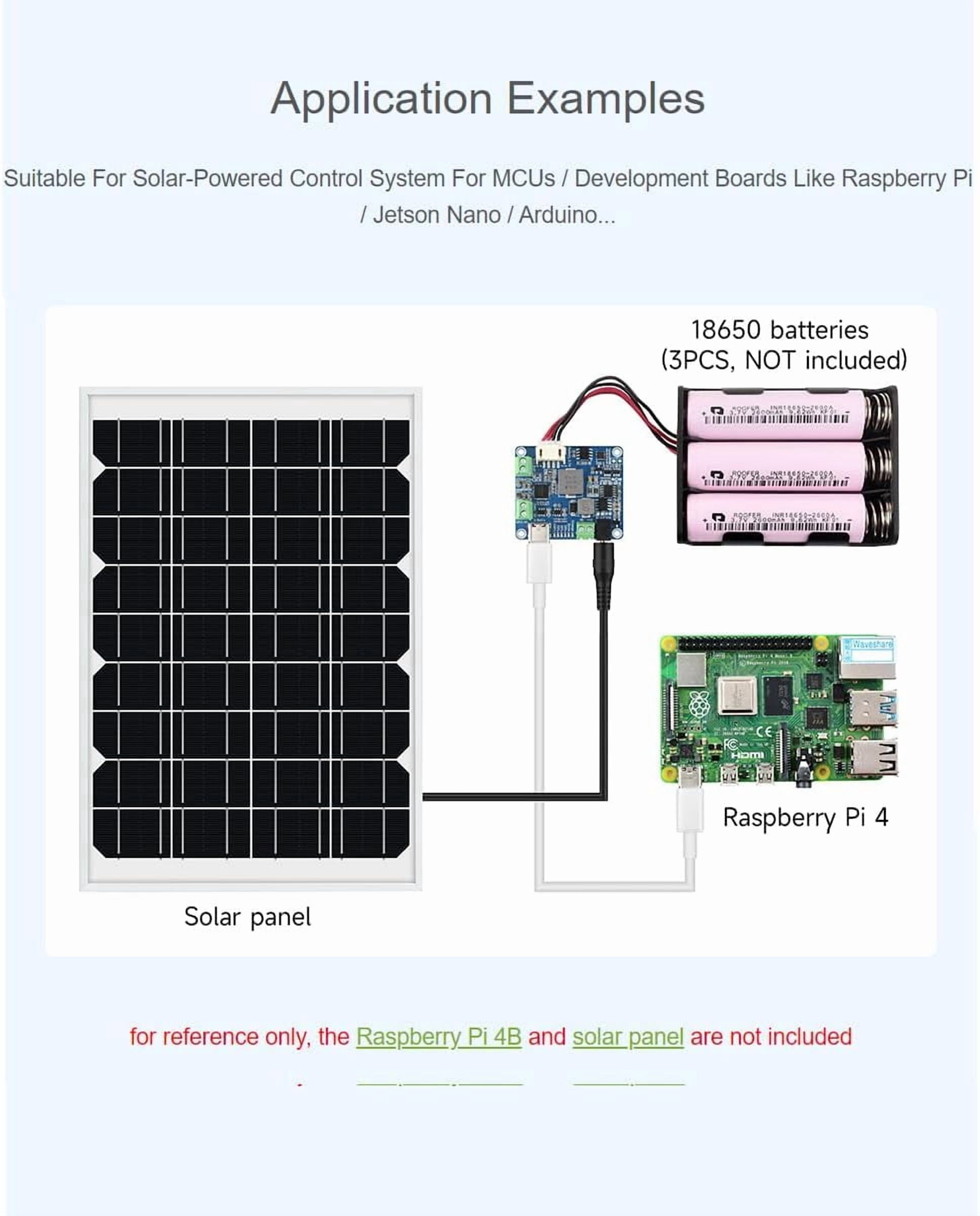 Solar Power Management Module (D) for 6V~24V Solar Panel and Type-C Power Adapter,Suitable for Solar-Powered Control System for MCUs/Development Boards /Jetson Nano/Arduino