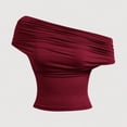 thumbnail image 5 of Going Out Tops For Women Sevevn Women's Halter Neck Ruched Crop Top Draped Front Sleeveless Cami Red S, 5 of 9