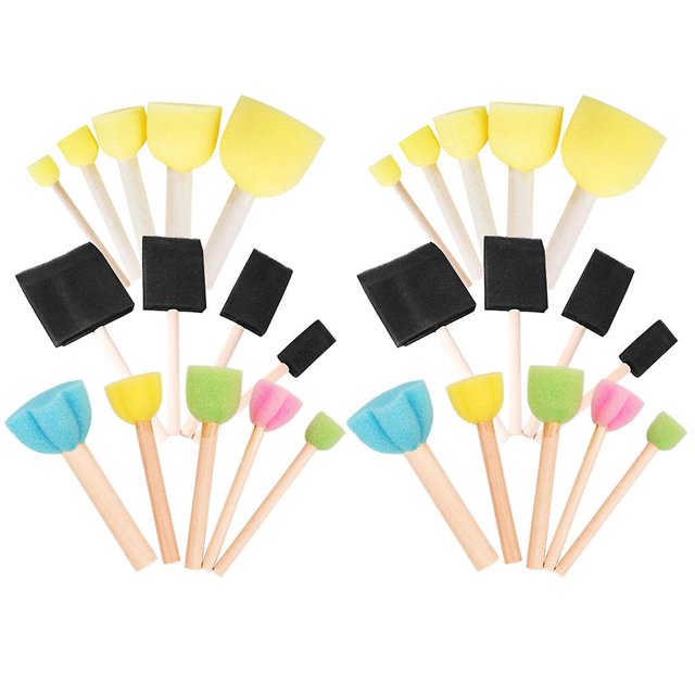 28 piezas de sellos para niños pequeños, pinceles de esponja, esponjas de arte de arcoíris, esponjas para pintar y decorar
