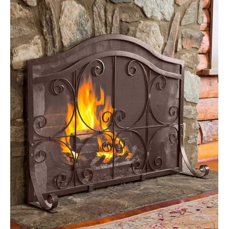 Plow & Hearth Small Crest Flat Guard Fireplace Screen