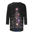 thumbnail image 5 of Womens Christmas Tees Goblet Printed Shirts 3/4 Sleeve Pullover Christmas Tree Graphic Sweatshirt Santa Claus Clothes Garland Reindeer Outfits Shining Stars Garments Casual Shirt, 5 of 5
