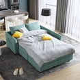 thumbnail image 3 of HONBAY Modular Convertible Fabric Sleeper Sectional Sofa Bed 6 Pieces with Storage Ottomans, Aqua Blue, 3 of 8