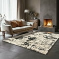 thumbnail image 4 of Ottomanson Soft Shag Area Rug 5x7 Abstract Modern Rug for Bedroom, 5'3" x 7', Ivory/Charcoal, 4 of 13