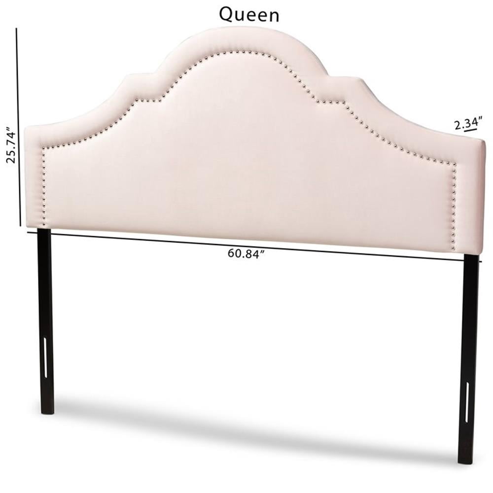 Baxton Studio Rita Velvet and Wood Queen Headboard in Light Pink
