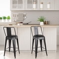 thumbnail image 2 of Leejay Gun Gray 24 inch High Back Metal Barstool with Vegan Leather Seat,Set of 3, 2 of 5