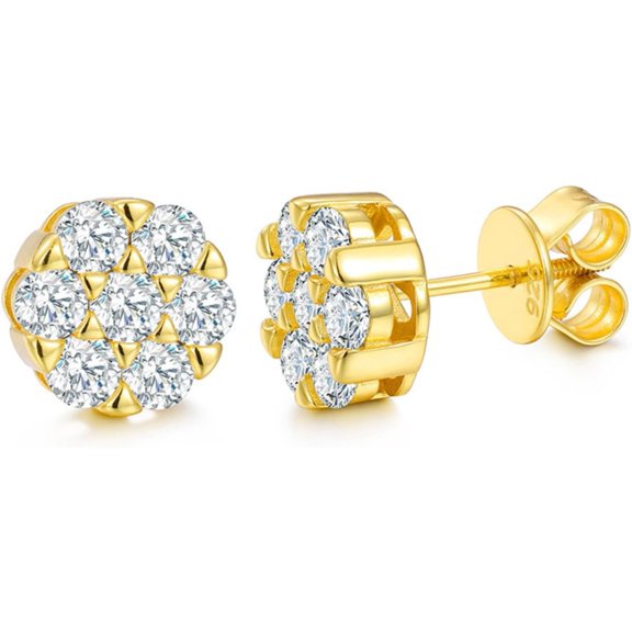 0.1 Carat Gold Moissanite Earrings for Women Lab Created Diamond Stud Earring Men Moissanite Stud Earrings 925 Sterling Silver Diamond Earrings Stud with Certificate