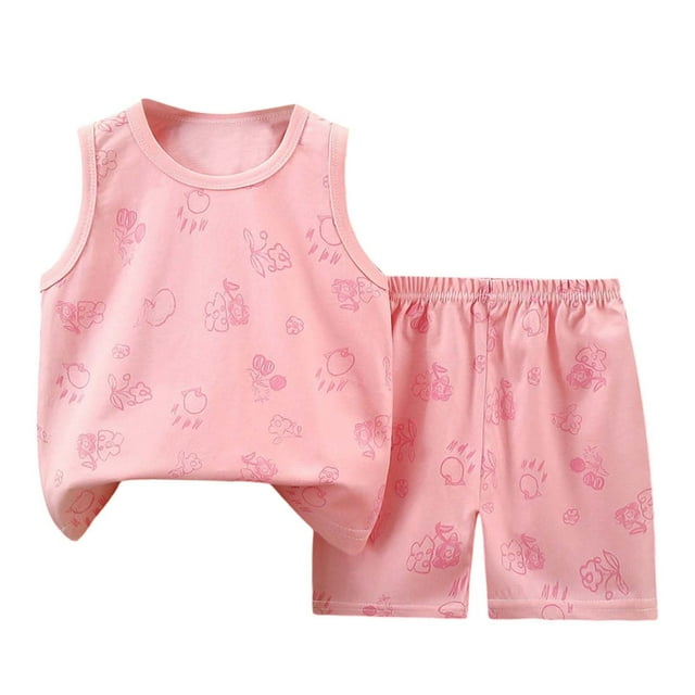 Hiiyo Infant Boys Summer Outfits Cartoon Animals Print Tank Top + Shorts Set, Sizes 1-6