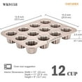 thumbnail image 5 of CHEFMADE Canele Mold Cake Pan, 12-Cavity Non-Stick Canele Muffin Bakeware Cupcake Pan for Oven Baking (Champagne Gold), 5 of 5