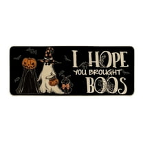 Sm:)e I Hope You Brought Boos Jack-O'-Lantern Ghost Halloween Doormat, Black, 17x47 Inch