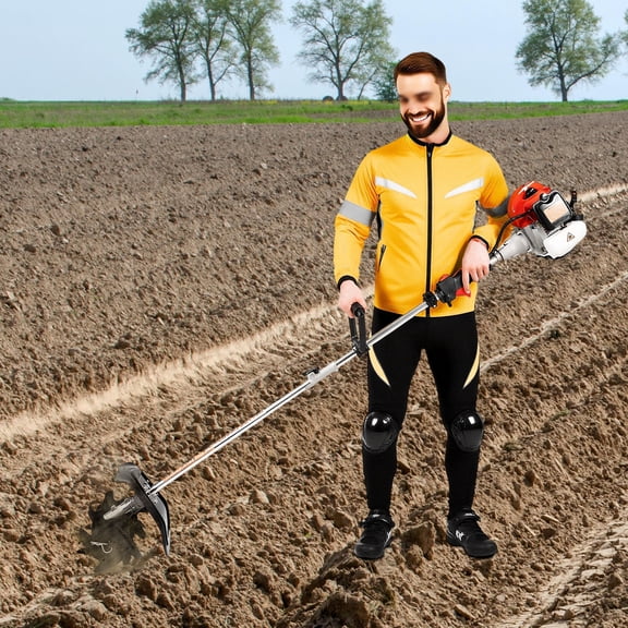 Garden Tiller Cultivator 52CC 2 Stroke Gasoline Powered Land Cultivator Yard Tiller Rototiler for Garden Lawn Digging Weed Removal Soil Cultivation