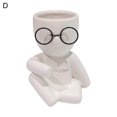 thumbnail image 1 of Succulent Pot Eye-catching Creative Shape Ceramic Plant Pot Sitting Human Shaped Planter Pot Desktop Ornament For Home Jikaix,CWhite, 1 of 5