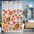 thumbnail image 6 of No Hook Shower Curtains with Snap-in Liner Set, Bohemia Floral Waterproof Hotel Style Bathroom Shower Curtain, Vintage Orange Pink Flowers Boho Style Beige Breathable Mesh Top Bath Curtains 48''x72'', 6 of 9