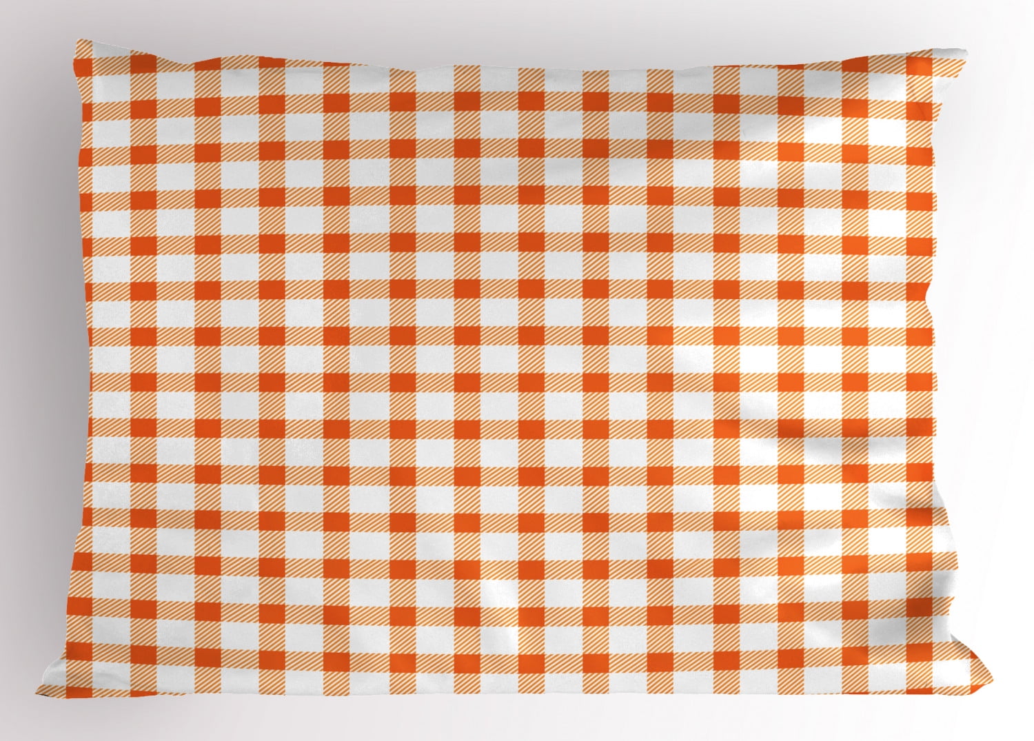 Orange and White Pillow Sham Retro Gingham Style Checkered Squares Pattern in Warm Colors Plaid, Decorative Standard Size Printed Pillowcase, 26 X 20 Inches, Orange and White, by Ambesonne
