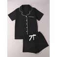 thumbnail image 2 of HYwys Women's 2Pcs Pajama Set Loose Short Sleeve Button-Down Top+Short Pants Sleepwear Suit, 2 of 6