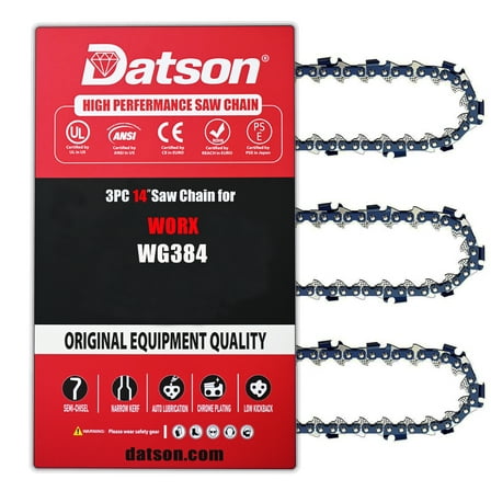 3Pcs 14 Inch Chainsaw Chain 3/8" LP Pitch .043" Gauge 52 Drive Links for WORX ：WG384
