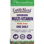 Paradise Earth's Blend Multivitamin, with Iron, One Daily Superfood, Adaptogens, Probiotics, Immune Boosting, 60 Vegetarian Capsules