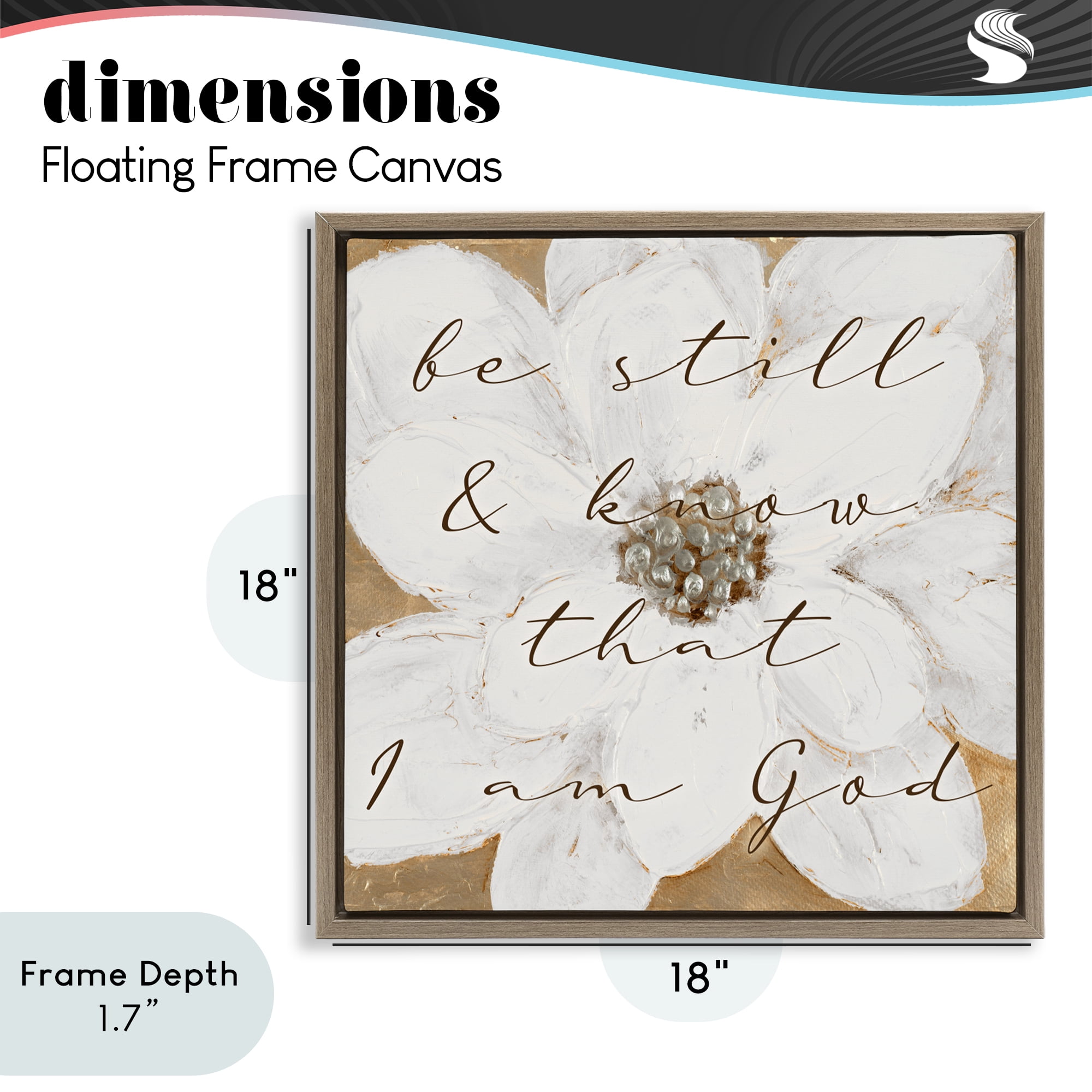 Stupell Industries Be Still with White Magnolia Brown Framed Floater Canvas Wall Art, design by Lanie Loreth