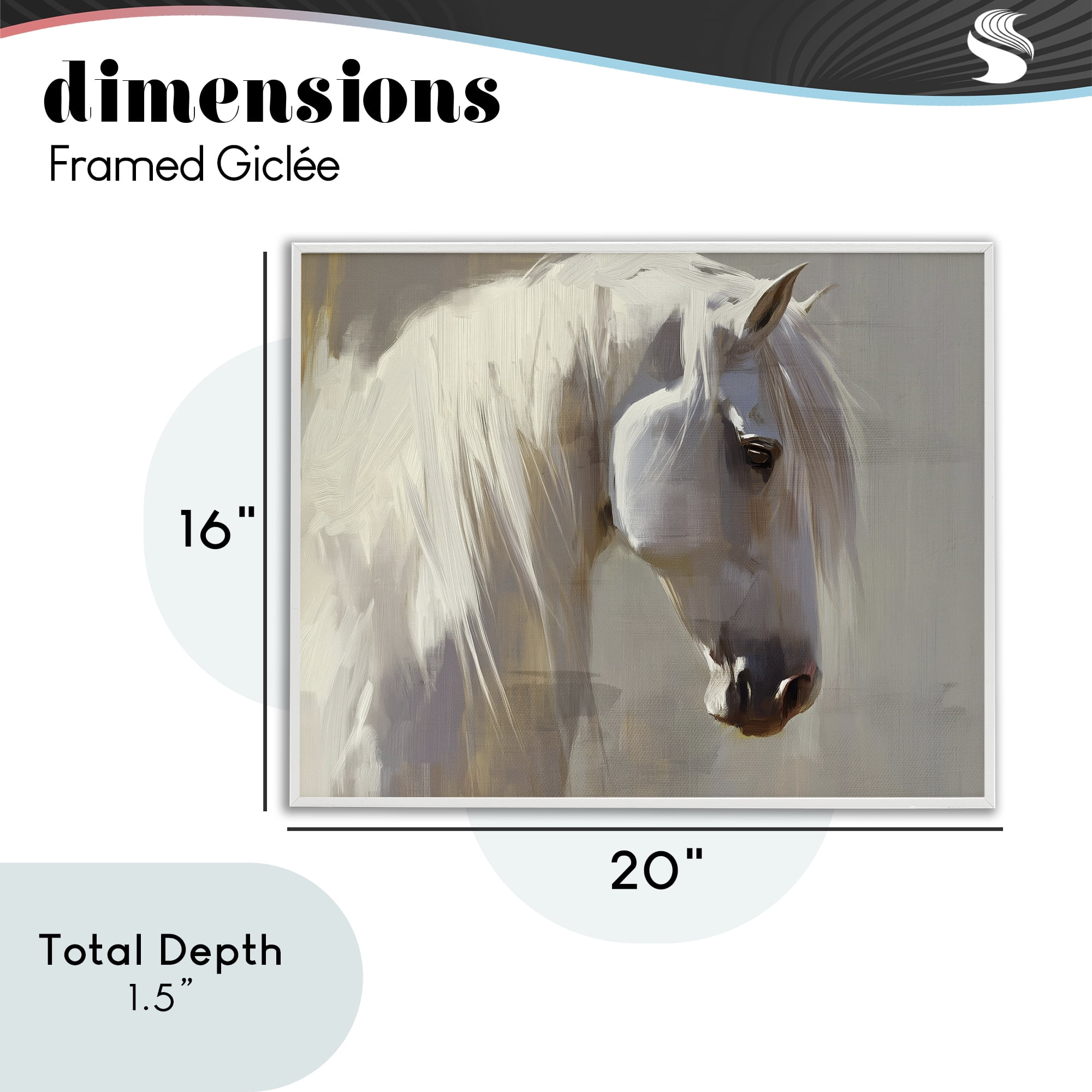 Stupell Industries White Moon Horse White Framed Giclee Art, design by Svetlana Aleynikova