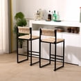 thumbnail image 2 of Metal Bar Stools Set of 2, Counter Height Stools with Rattan Woven Seat, Bar Stool Chairs with Footrest for Kitchen Island, Dining Room, 220LBS Weight Capacity, Honey, 2 of 9