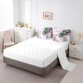 thumbnail image 5 of Homewish Geometric Dahlia Floral 7 Pieces Bedding Comforter Set,Waves Stripe Lines Full Bedding Set,Pink Green White Fitted Sheet Flat Sheet For Adults,Super Cozy Room Decor, 5 of 8