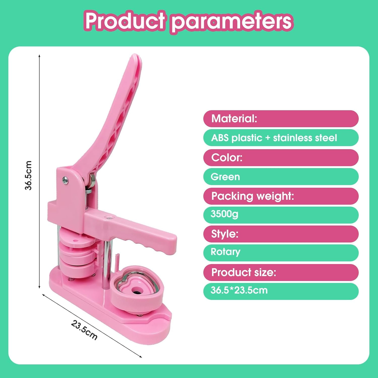 Heart Button Maker Machine DIY Gift, Installation-Free Button Maker Press Machine, Pin Button Making Machine with Free 100 Sets Heart Button Making Supplies & Circle Cutter & Magic Book Pro New