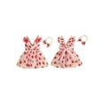 thumbnail image 2 of BemeyourBBs Infant Baby Girl Strawberry Tulle Tutu Dress Sleeveless V Neck Glitter Strawberry Print Ruffled Romper Dress Princess Birthday Party Dresses and Bow Headband Set, 2 of 9