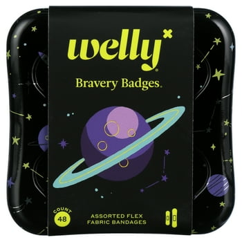 Welly Flex Fabric Bandages, Space Bravery Badges for Kids and Adults, 48 Count