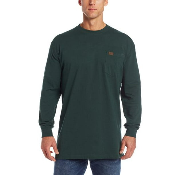 RIGGS WORKWEAR by Wrangler Men's Long Sleeve Pocket T- Shirt,Forest  Green,4X Big 