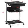 thumbnail image 3 of Small Space Computer Desk Cart on Wheels, Mobile Workstation with Drawers and Printer Shelf, Writing Table, Black, 3 of 5