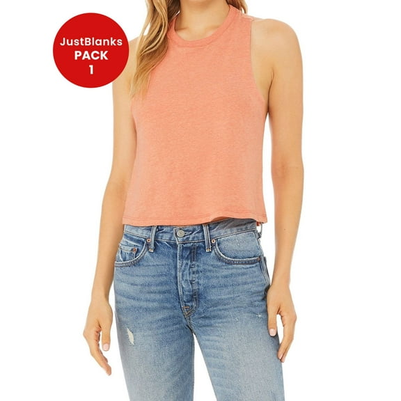 JustBlanks Women Racerback Crop Tank Relaxed cropped fit Raw edge armholes