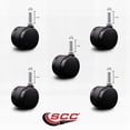 thumbnail image 2 of 2 Inch Office Chair Casters Nylon Twin Wheel 7/16” Grip Ring Stem Set of 5 SCC, 2 of 2
