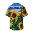 thumbnail image 6 of Lsque Landscape With Sunflowers print Men's Cuban Collar Short Sleeve Shirt Summer Beachwear Casual Button Down Fashionable Vacation Leisure Shirt-X-Large, 6 of 7