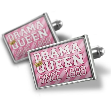 Cufflinks Drama Queen since 1989, in pink - NEONBLOND