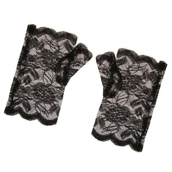 simhoa Wedding Fingerless Lace Roses Flower Evening Party Women Bridal Gloves black