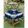 thumbnail image 2 of Round Outdoor Tablecloth With Umbrella Hole And Zipper– Retro Abstract Tie Dye Love Waterproof Patio Table Cover for Party, Picnic, Backyard, 60" Dia. , Midnight Blue, 2 of 8