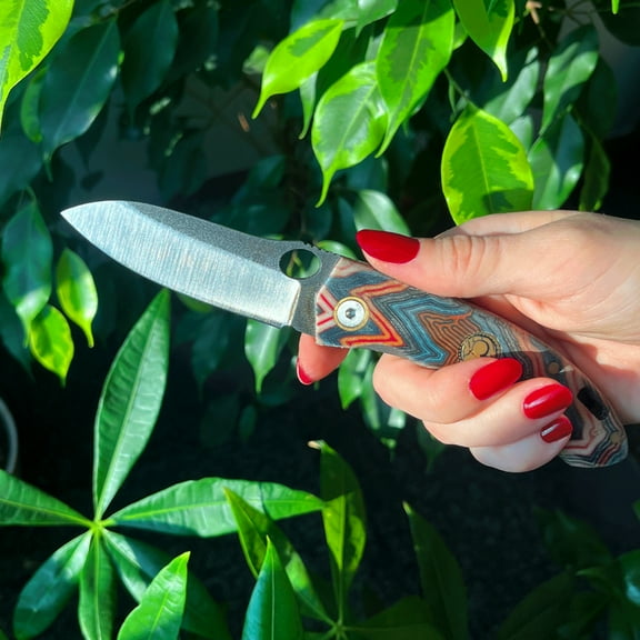 T10 N690 Steel Blue G Micarta Handle Pocket Knife